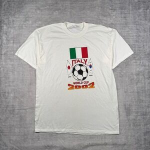 World Cup Soccer Shirt Mens XL White Italy Vintage Y2K 2002 Blokecore Football